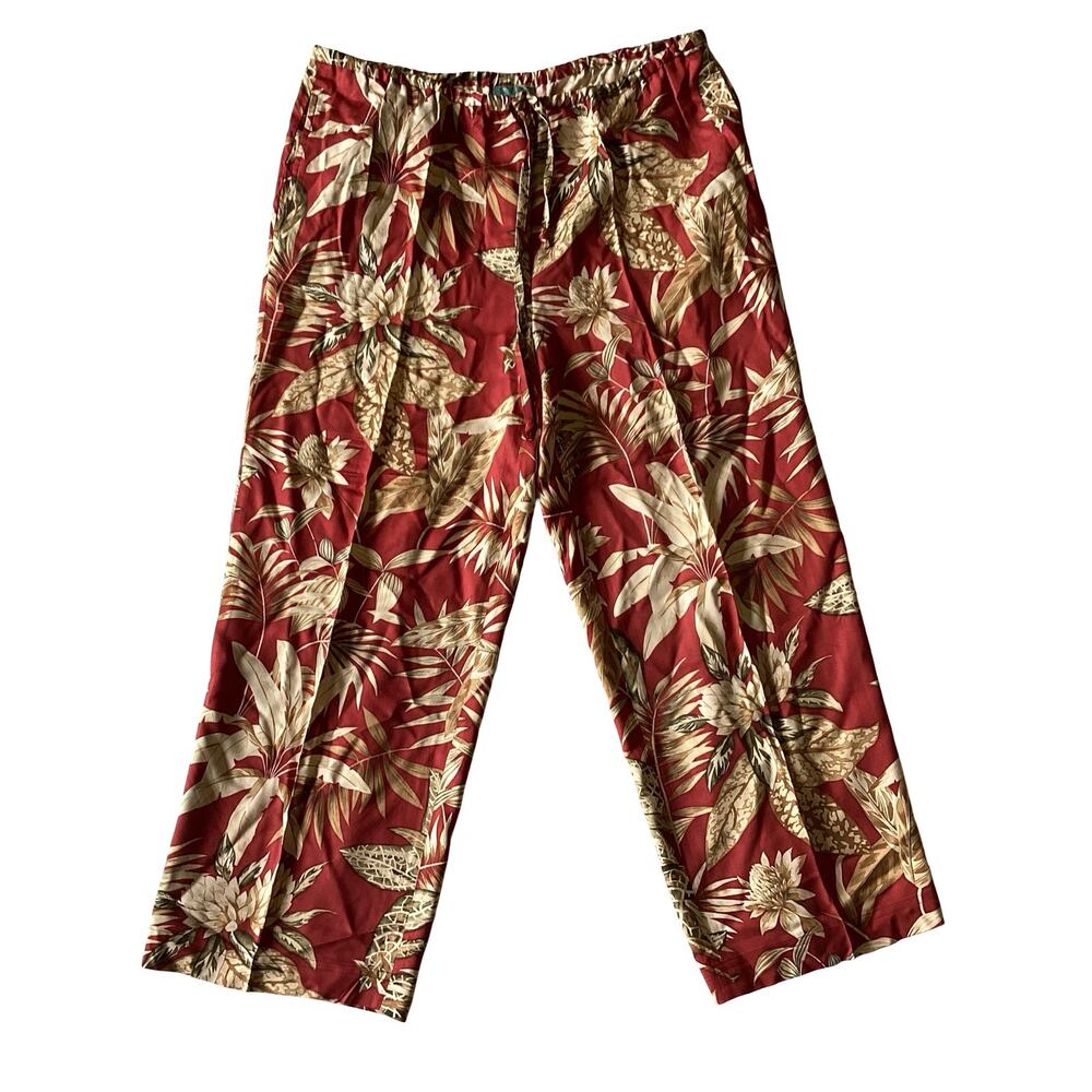 August Silk Hawaiian Print Casual Pants